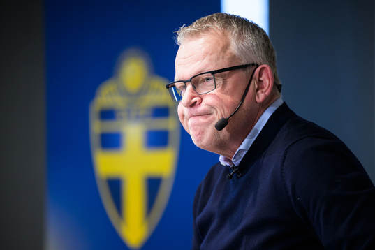 Bla gjennom flere bilder av Fotboll, Sverige, Janne Andersson, Pressträff