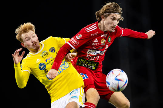 Falkenbergs Linus Borgström och Skövde AIKs Hugo Engström