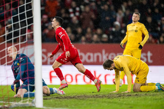 Niklas Castro of Brann celebrates after scoring the 4-0 goal