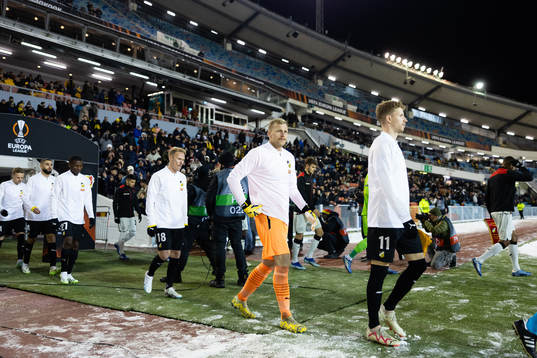Mikkel Rygaard Jensen, goalkeeper Peter Abrahamsson and