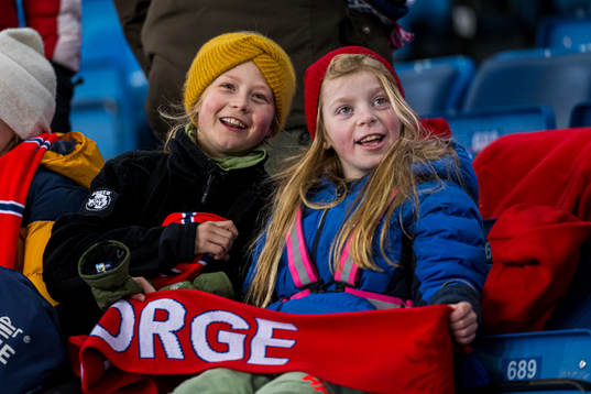 Spectators in the stands ahead of the UEFA Women’s Nations League football match between Norway and Portugal on December 1, 2023 in Oslo. 
