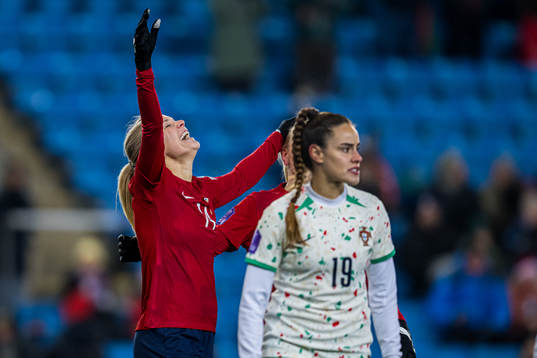 Ada Hegerberg of Norway celebrates after scoring the 3-0 goal
