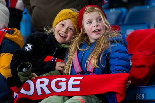 Spectators in the stands ahead of the UEFA Women’s Nations League football match between Norway and Portugal on December 1, 2023 in Oslo. 