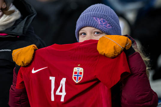 Spectators in the stands ahead of the UEFA Women’s Nations League football match between Norway and Portugal on December 1, 2023 in Oslo. 