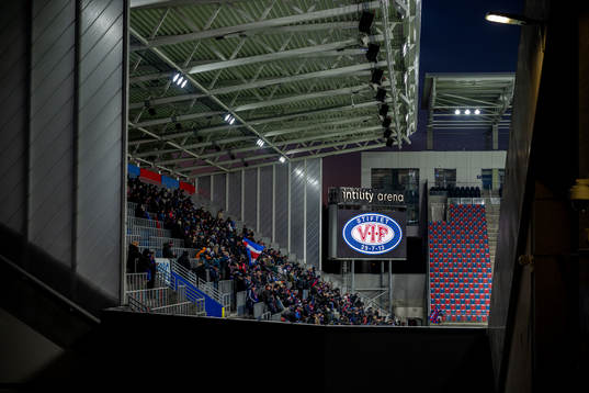 General exterior view of Intility Arena ahead of the Eliteserien match between Vålerenga and Tromsø on December 3, 2023 in Oslo. 