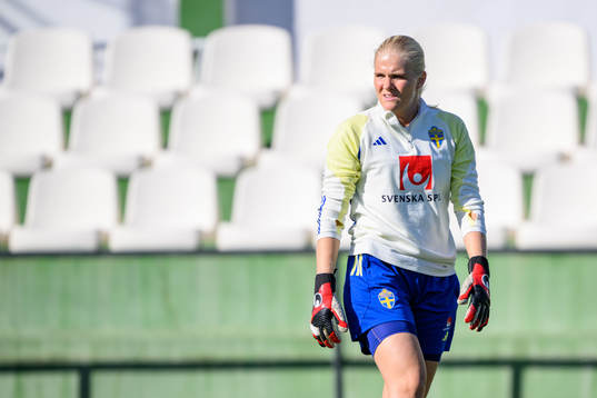 Goalkeeper Emma Holmgren of Sweden of the women's national football team of Sweden at a training session