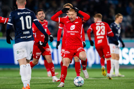 Sivert Heltne Nilsen of Brann reacts