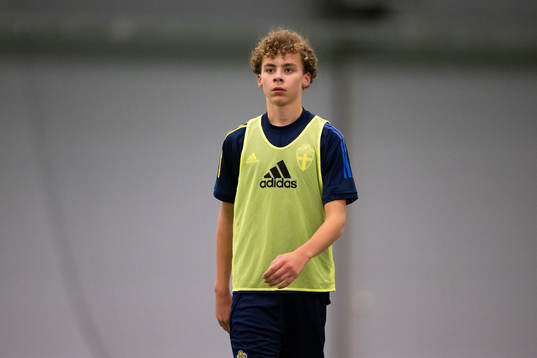 Vincent Seger Ibrahimovic during a practice session with the Swedish Under-15 national team on December 4, 2023 in Stockholm. 
