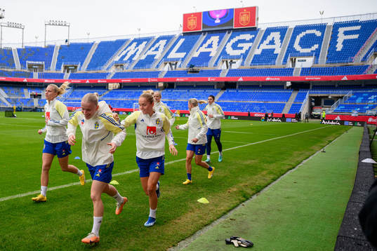Josefine Rybrink, Anna Sandberg and Hanna Lundkvist of Sweden of the women’s national football team of Sweden