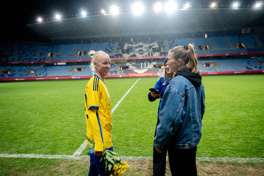 Caroline Seger, Olivia Schough and Emma Berglund of Sweden