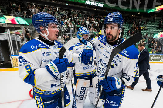 Leksands Patrik Zackrisson och Marek Hrivik jublar