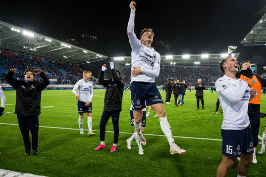 Snorre Strand Nilsen of Kristiansund celebrates promotion