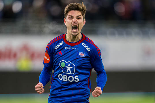 Torgeir Børven of Vålerenga celebrates after scoring on a penalty kick