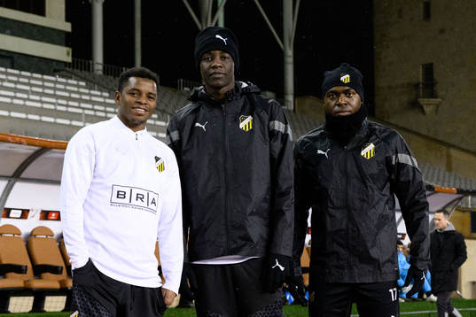 Abdulrazaq Ishaq, John Paul Dembe and Edward Chilufya of Häcken