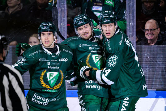 Färjestads Michael Lindqvist, Linus Johansson och Victor