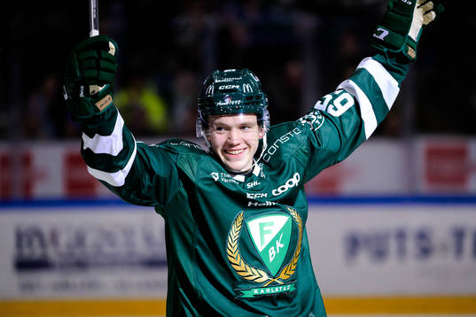 Färjestads Noel Fransén jublar