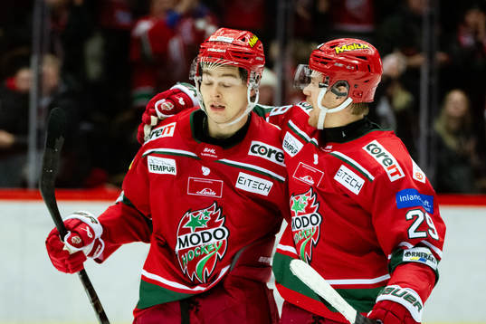 MoDos Sampo Ranta och Mikkel Aagaard jublar