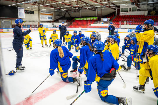 Players of Sweden at a practice session