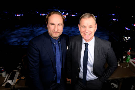 TV-commentators Chris Härenstam and Håkan Loob