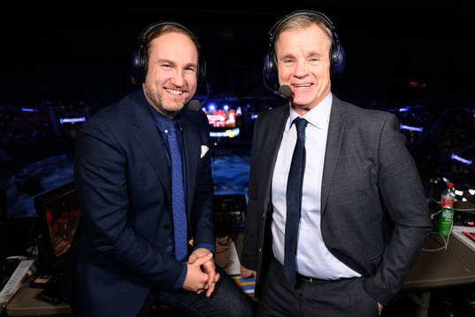 TV-commentators Chris Härenstam and Håkan Loob
