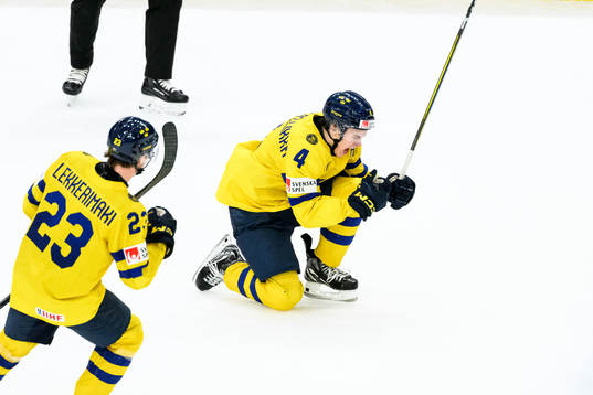 Axel Sandin-Pellikka of Sweden celebrates