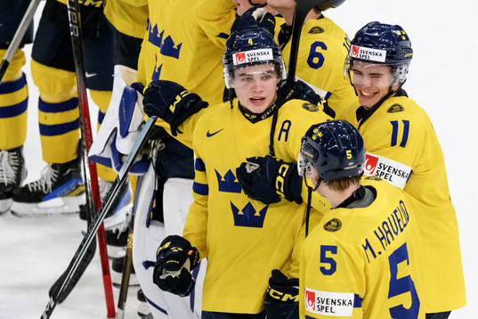 Axel Sandin-Pellikka and Isac Born of Sweden celebrate