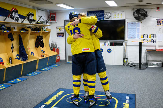 Filip Bystedt and Isac Born of Sweden celebrate