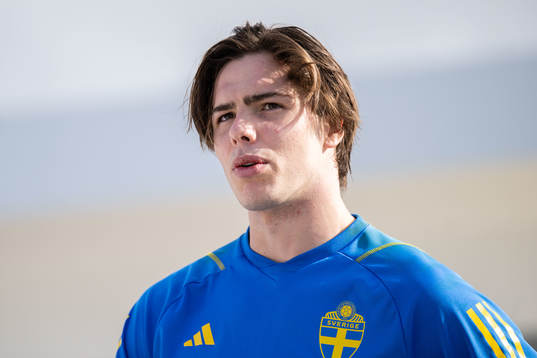Goalkeeper Jacob Widell Zetterström of the Swedish men's football national team in mixed zone