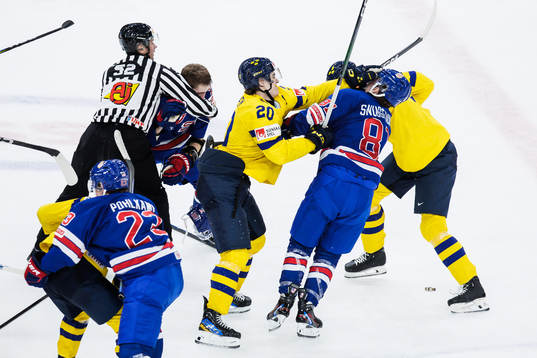 Liam Öhgren and Anton Johansson of Sweden against Jimmy
