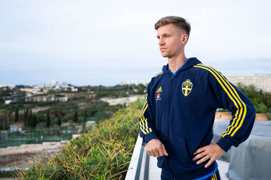 Samuel Leach Holm of the Swedish men's football national team pose for a portrait