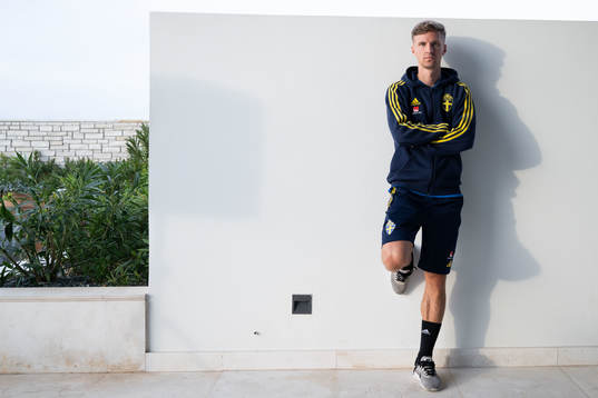 Samuel Leach Holm of the Swedish men's football national team pose for a portrait