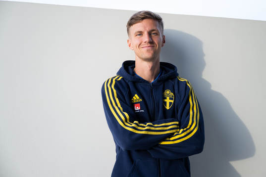 Samuel Leach Holm of the Swedish men's football national team pose for a portrait