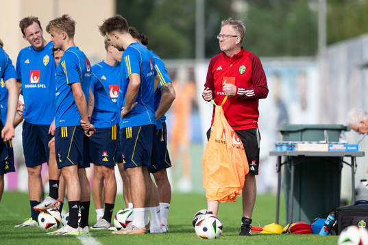 Scout Lasse Jacobsson of the Swedish men's football national team at a training session