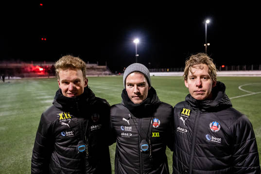 Assisterande tränare Elias Åkeborg, tränare Kristoffer Schönbeck och fystränare Johan Ölmedal