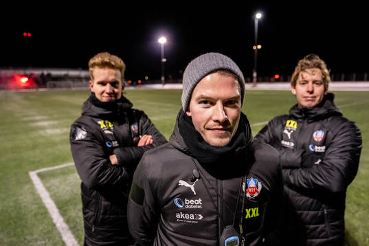 Assisterande tränare Elias Åkeborg, tränare Kristoffer Schönbeck och fystränare Johan Ölmedal