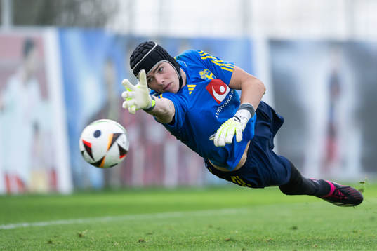 Goalkeeper Jacob Widell Zetterström of the Swedish men's football national team at a training session