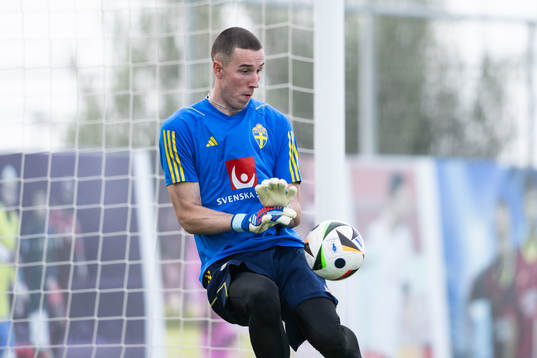 Goalkeeper Samuel Brolin of the Swedish men's football