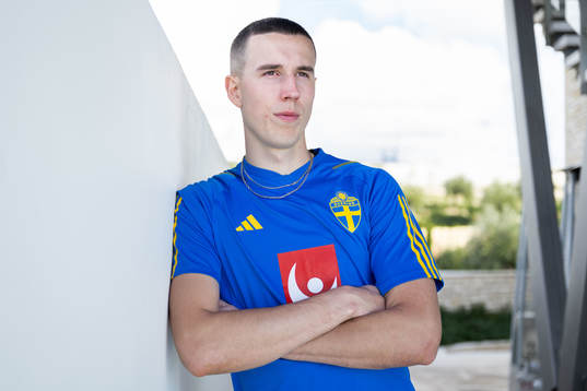 Goalkeeper Samuel Brolin of the Swedish men's football national team pose for a portrait