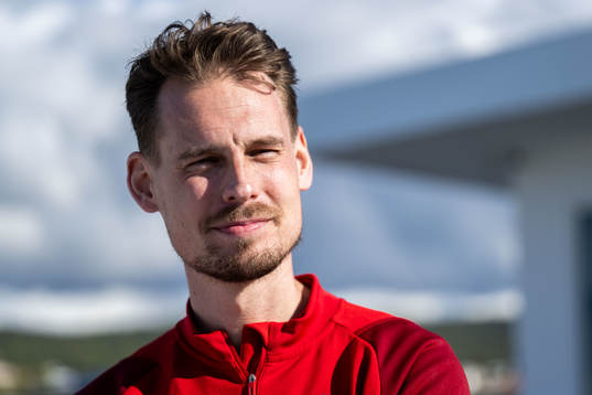 Interim coach Daniel Bäckström of the Swedish men's football national team in mixed zone