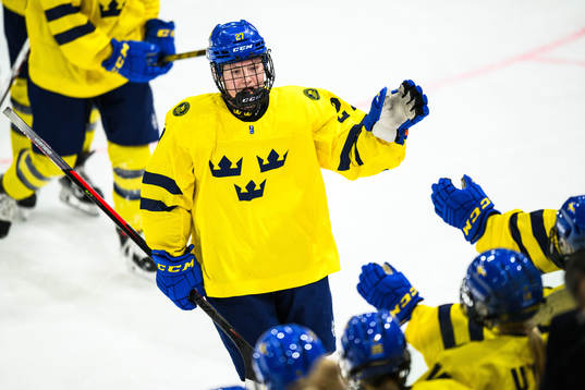 Anna Brenkle of Sweden celebrates