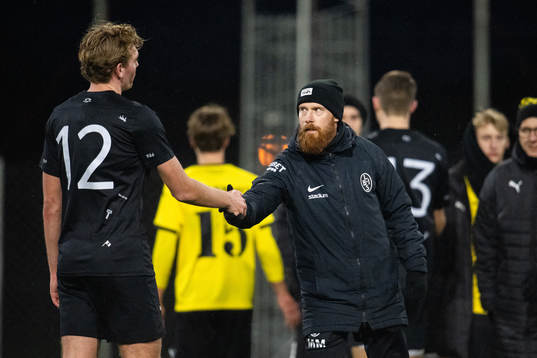 Landskronas tränare Max Mölder och Melker Jonsson