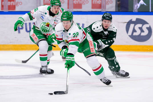 Rögles Anton Bengtsson och Färjestads Oscar Lawner