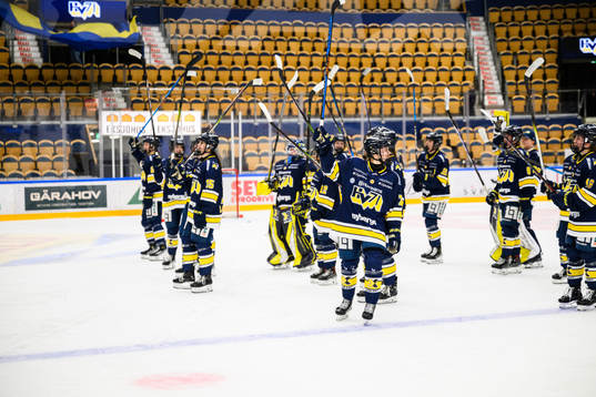 HV71s spelare jublar och tackar fansen