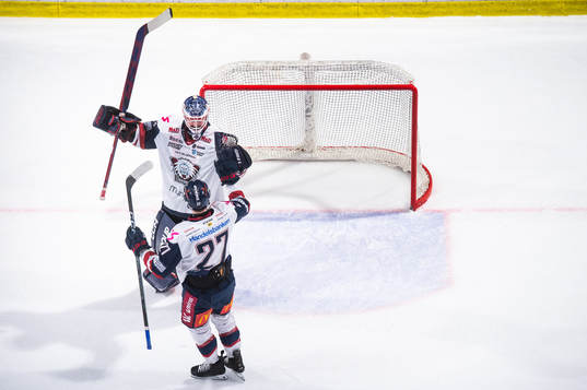 Linköpings målvakt Marcus Högberg och William Worge