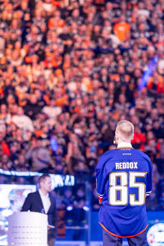 Den tidigare Växjöspelaren Liam Reddox hyllas före