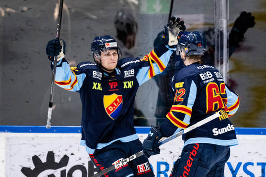 Djurgårdens John Dahlström och Wiktor Nilsson jublar