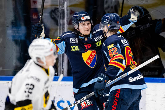 Djurgårdens John Dahlström och Wiktor Nilsson jublar