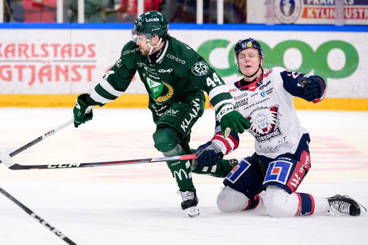 Färjestads Jonathan Andersson och Linköpings Filip Bystedt