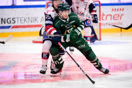 Linköpings Filip Bystedt och Färjestads Michael Lindqvist
