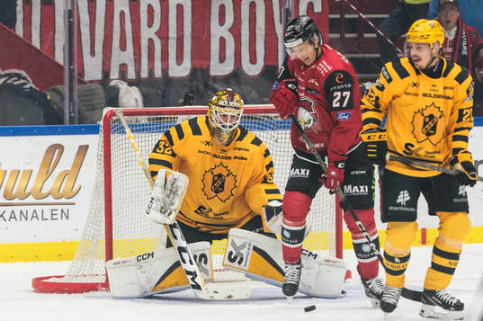 Malmö Redhawks Robin Alvarez och Skellefteås målvakt